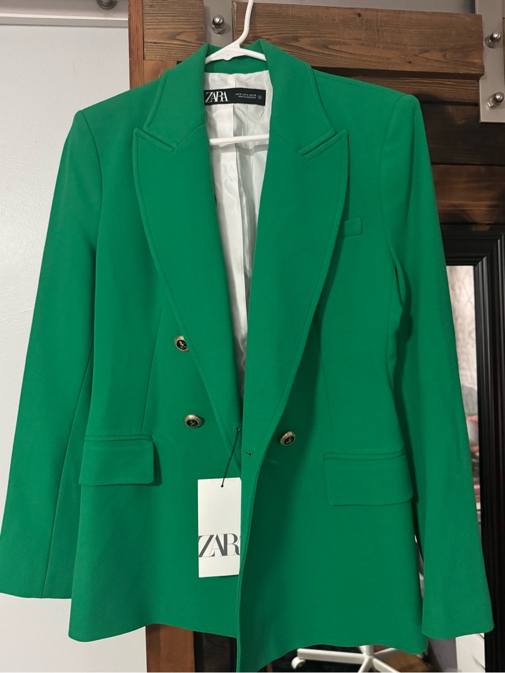 Zara sz m fitted Green Double-Breasted Women's Blazer Jacket new - Picture 4 of 4